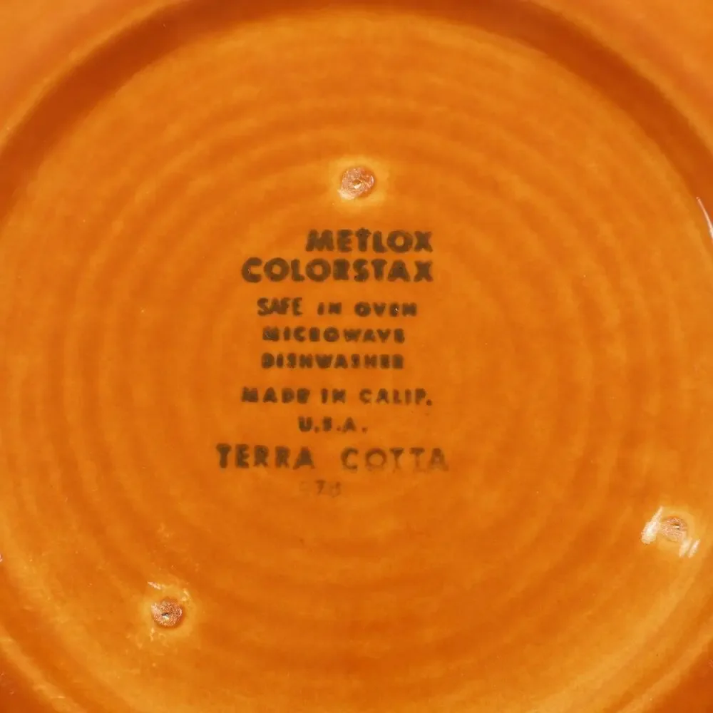 Metlox Colorstax Large Ceramic Serving Bowl Orange Vintage Terra Cotta USA